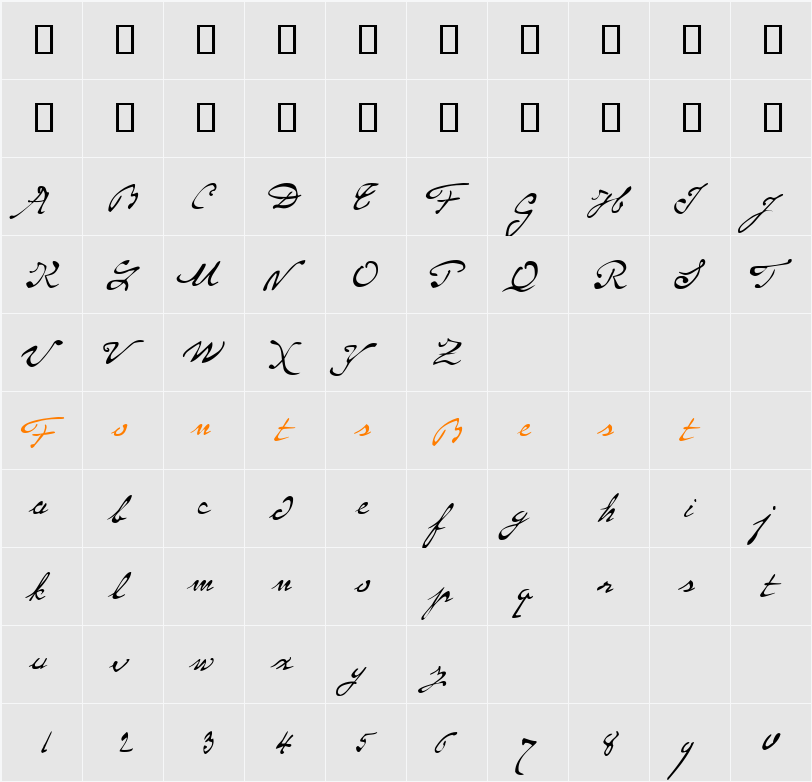 P22 Monet Regular Character Map