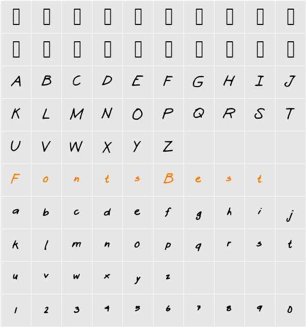 Bold_italic Character Map