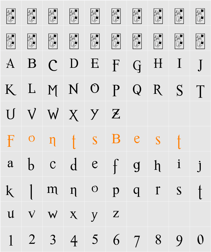 Romance Fatal Serif Character Map
