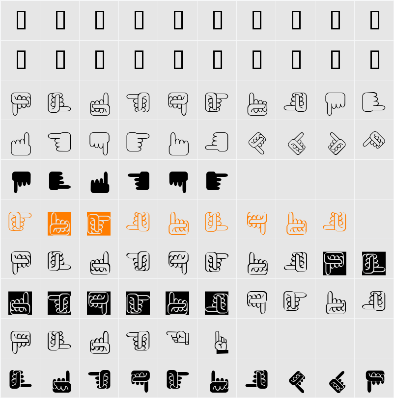 XSimpleHands Character Map