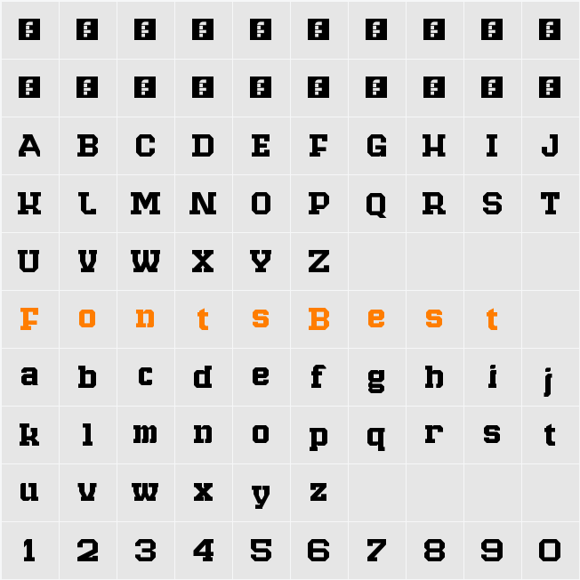 Raven Slab Character Map