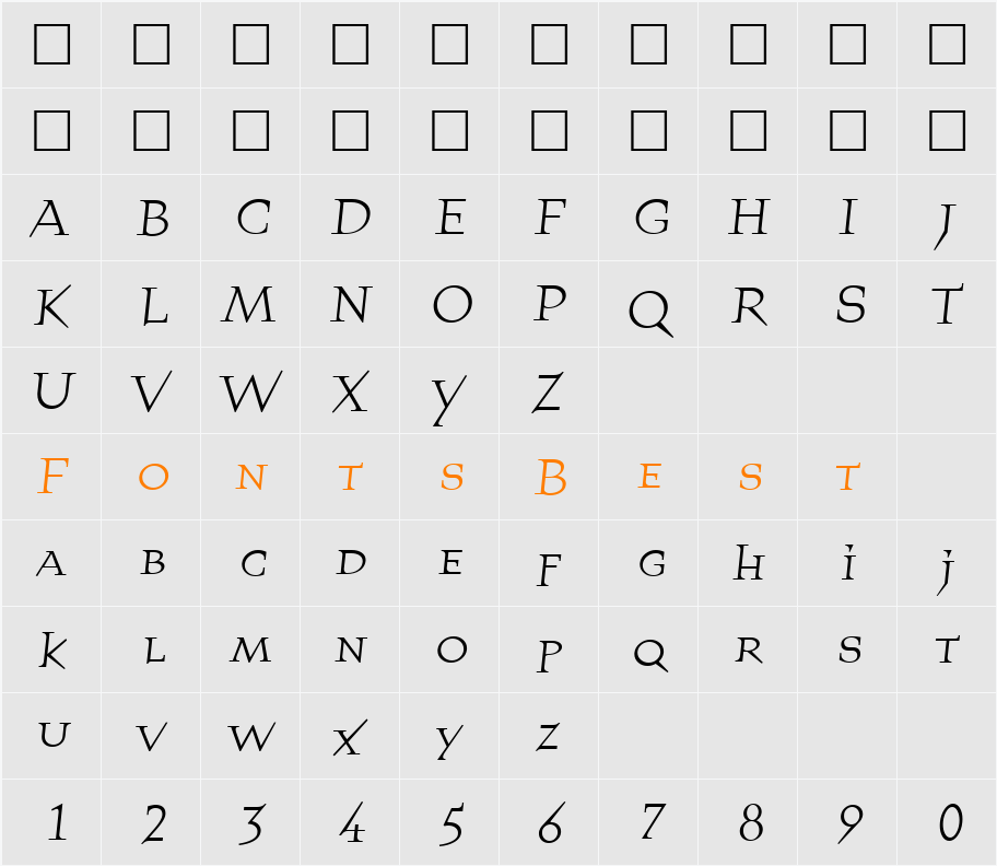 QuartetSmallcapsRegular Character Map