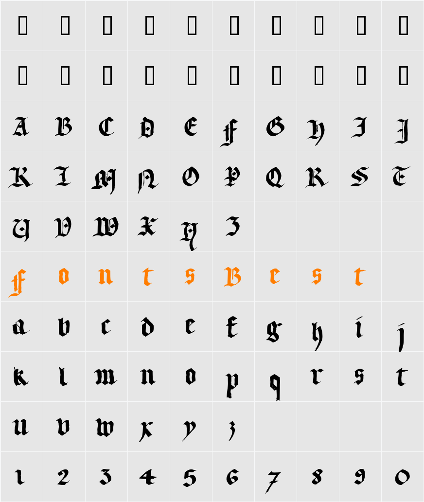 LLTextur Character Map