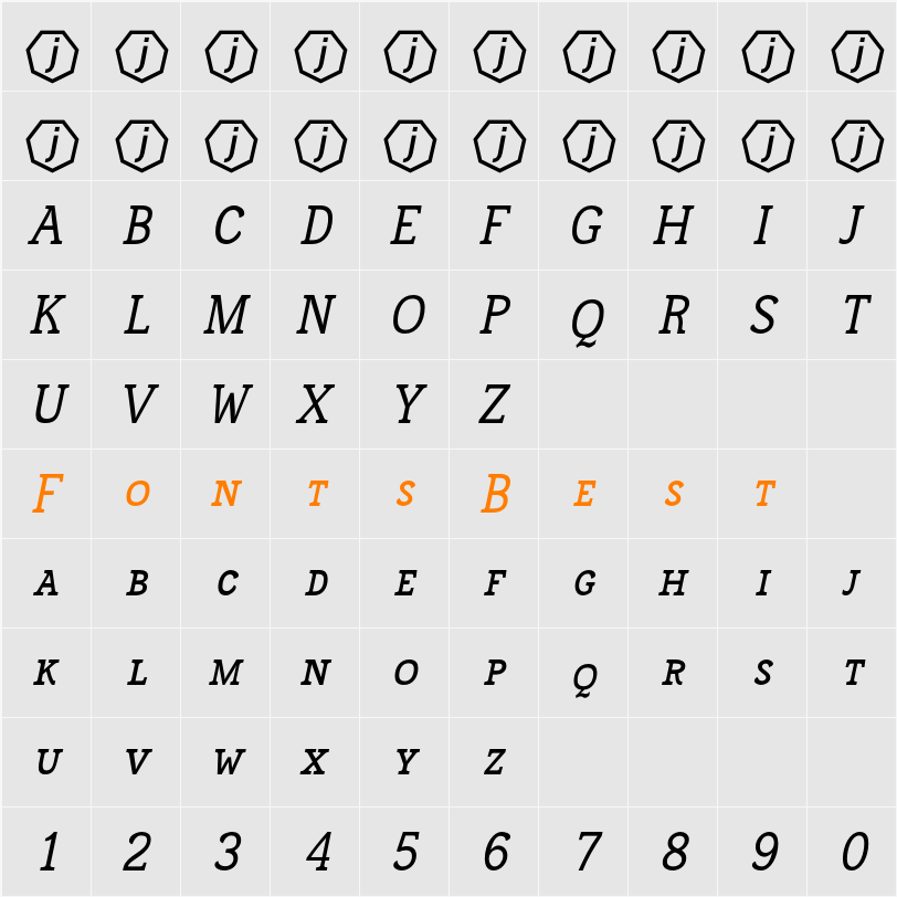Frontenac Small Caps Character Map