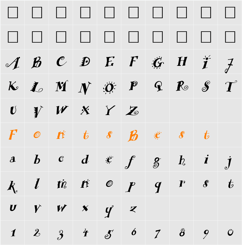 Funstuff Character Map