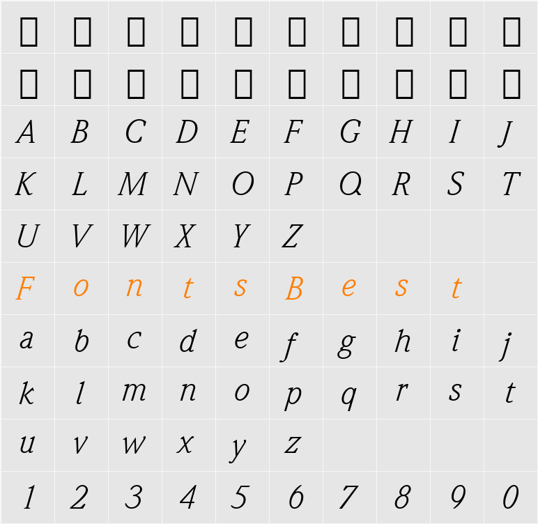 Weidemann Bk BT Character Map