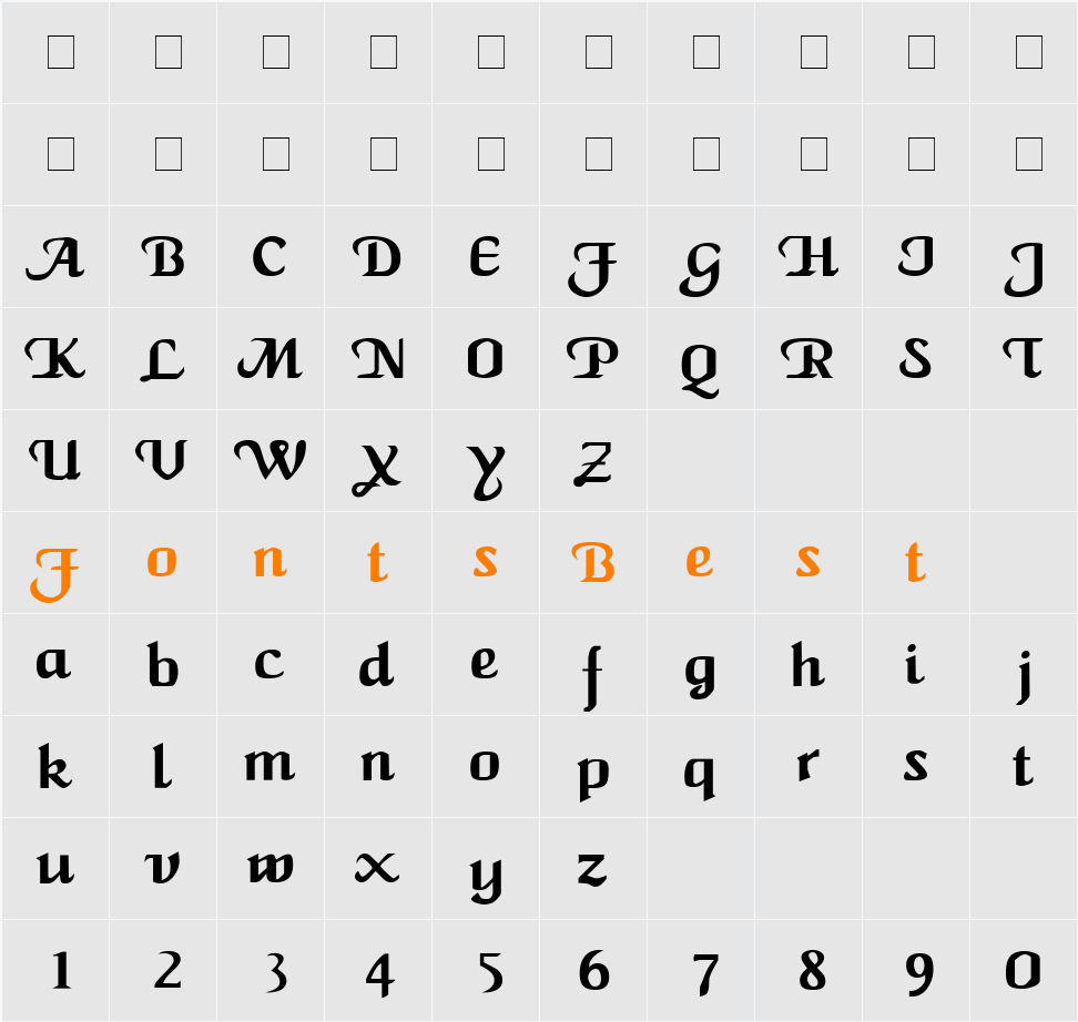 MaidenWord Character Map