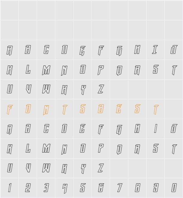 Winter Solstice Outline Italic Character Map