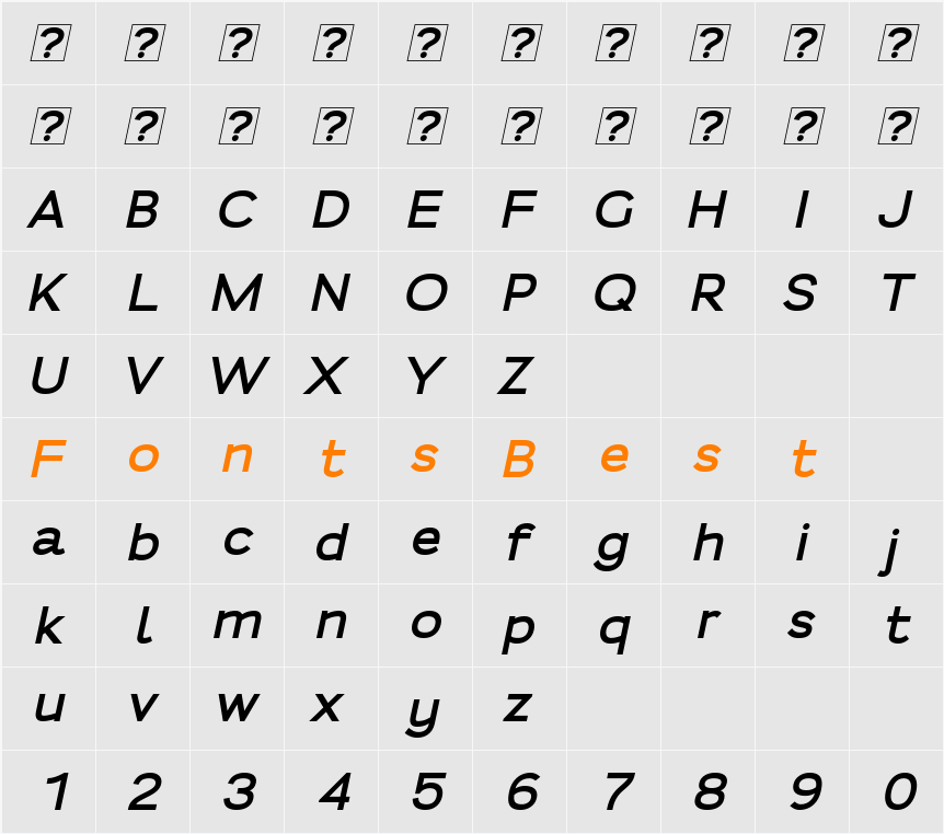 Fortheenas_01 Bold Character Map
