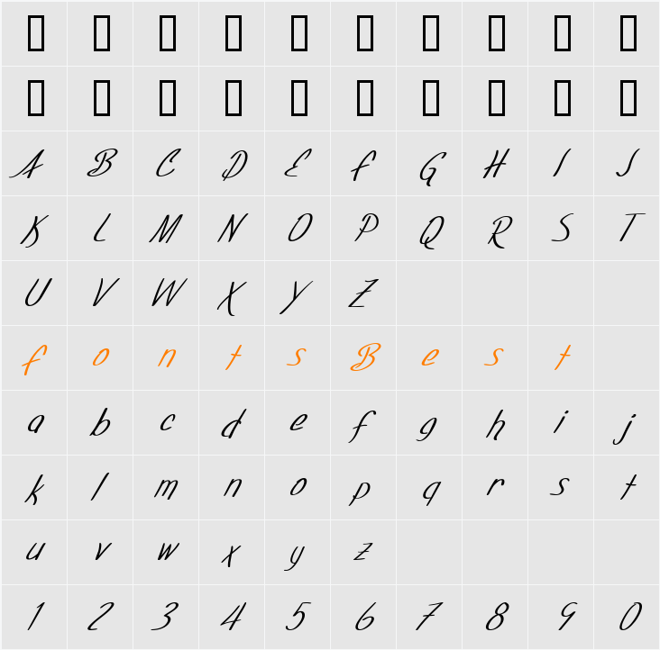 SF Foxboro Script Character Map
