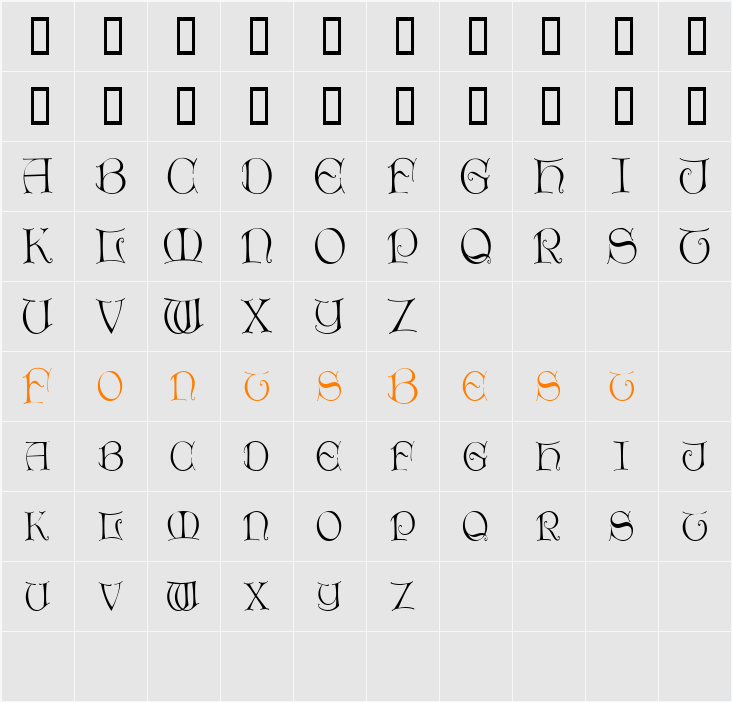 ThorinDisplayCaps Character Map