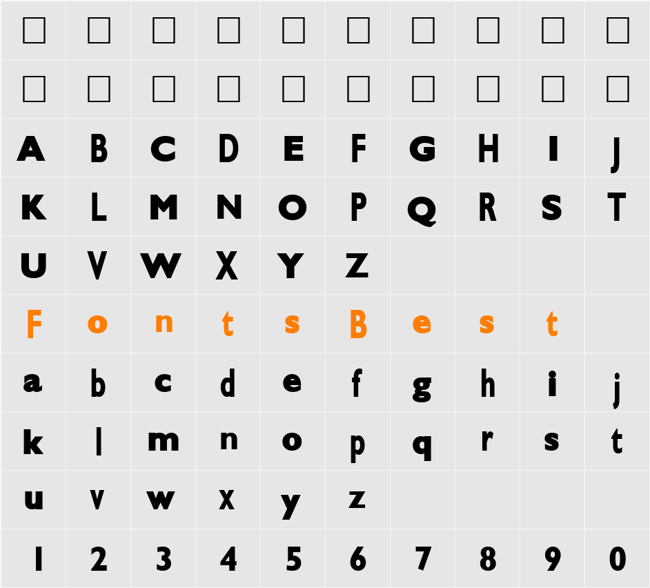 SavorNowText43 Character Map