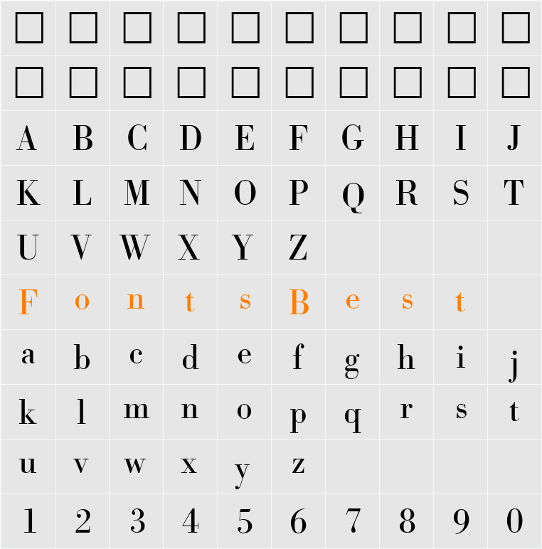 Bodoxi-Regular Character Map