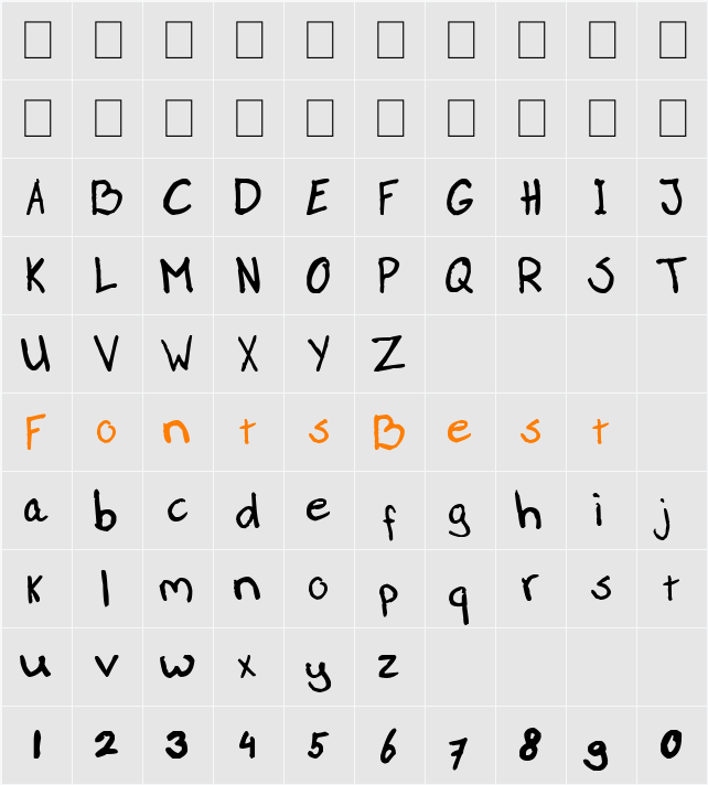 Paasse Handwriting Character Map