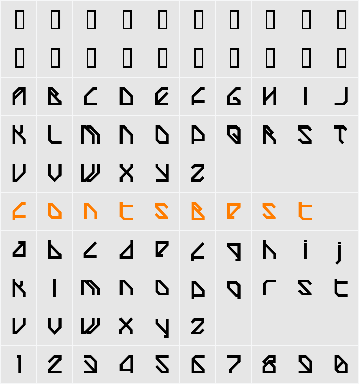 TechstepBlack Character Map