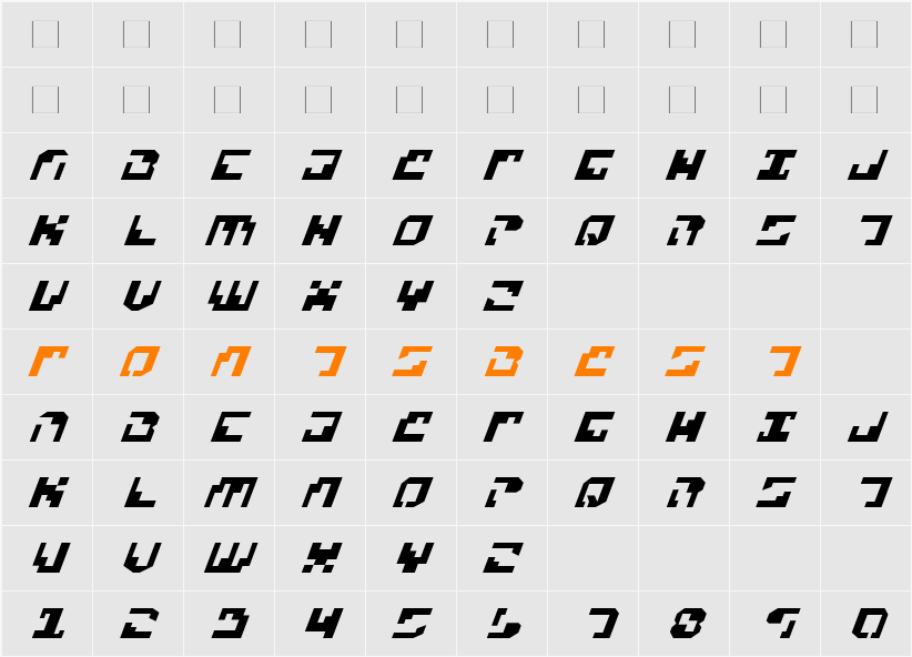 Xenophobia Italic Character Map