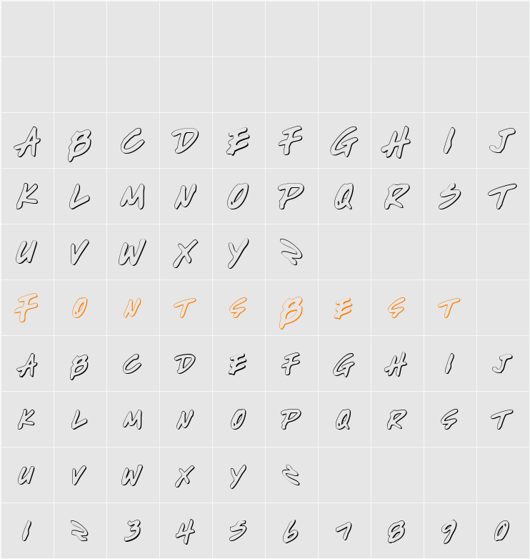 Write Off Oultine Character Map