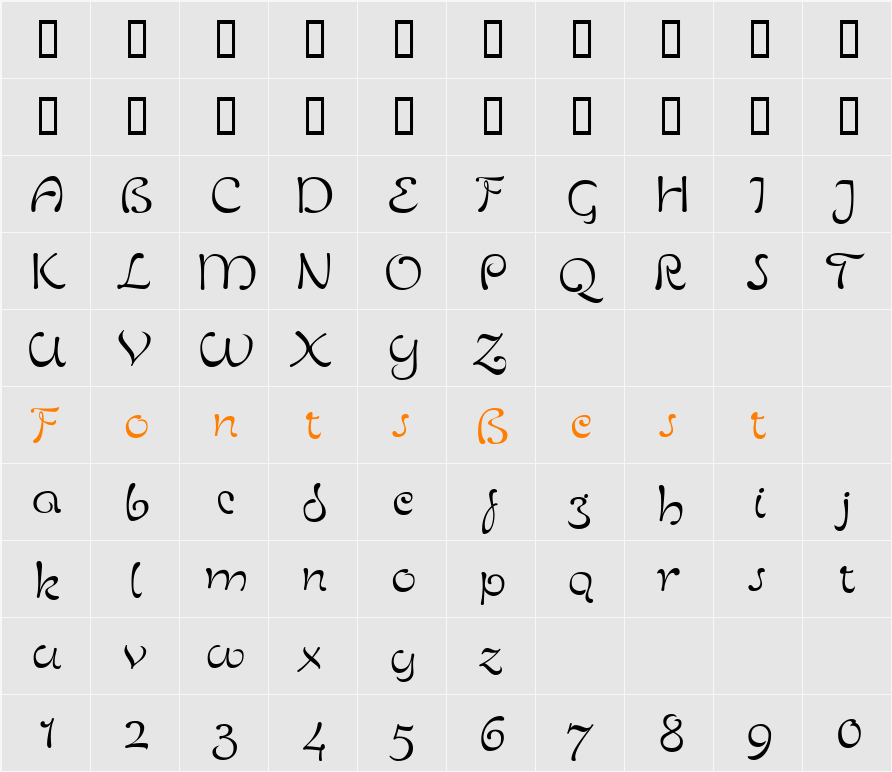 LTZurpreis Light Character Map