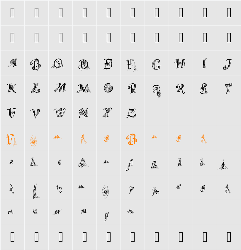 SpiderWritten Character Map
