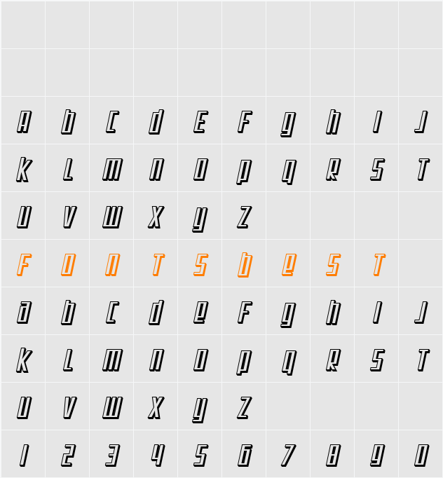 SF Square Root Shaded Character Map
