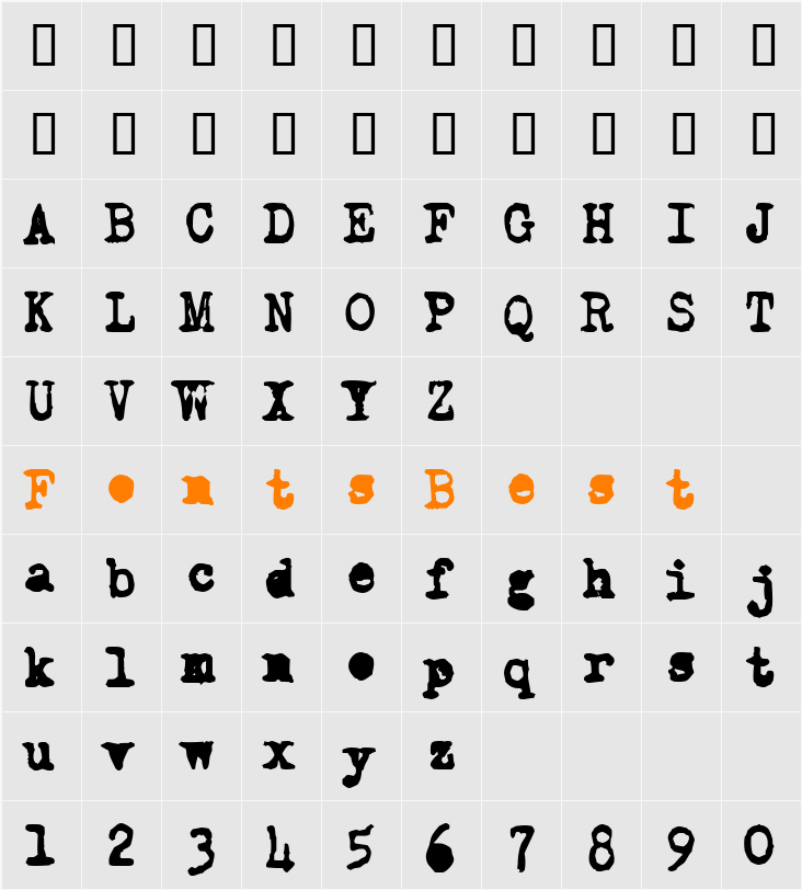 Old Typewriter Character Map