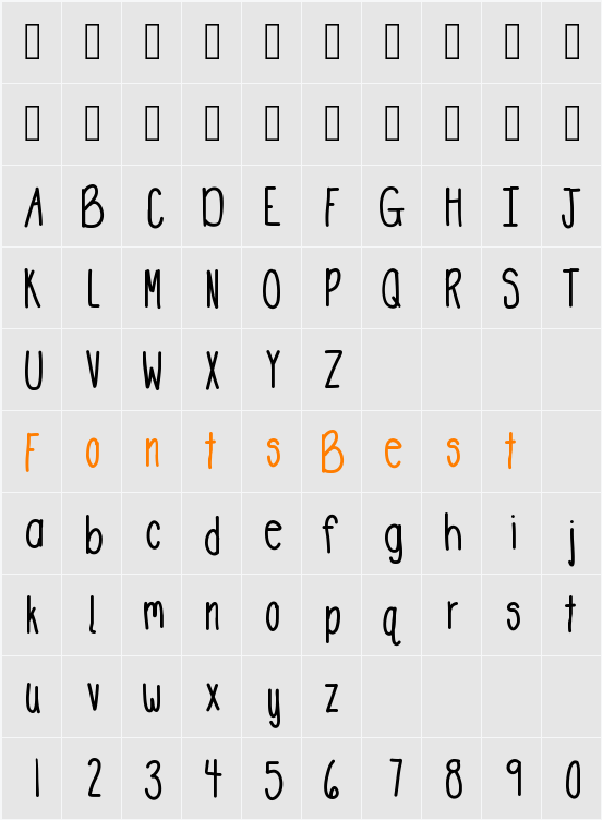 DeeDeeStretch Character Map