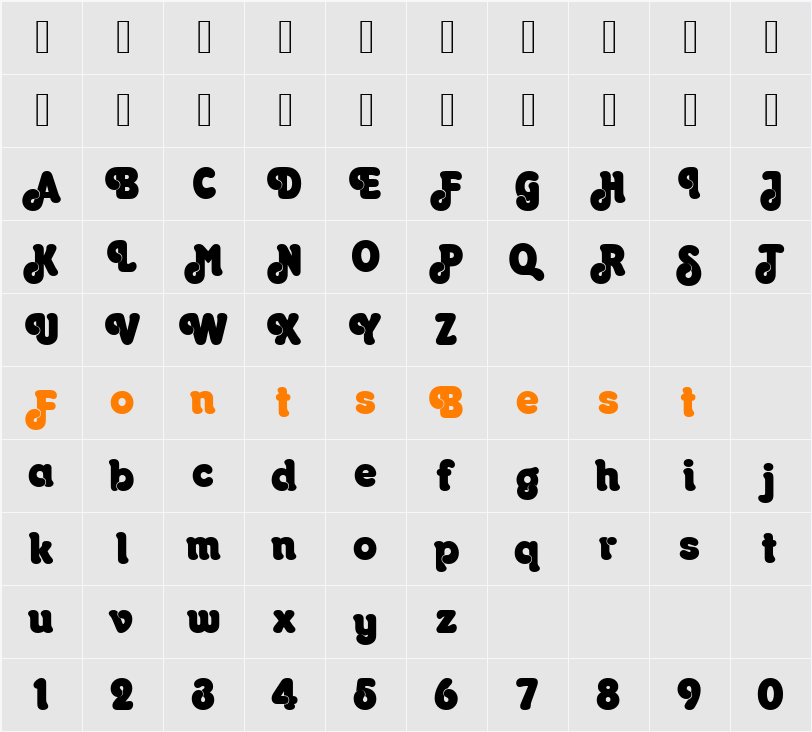 URWOrontiusD Character Map