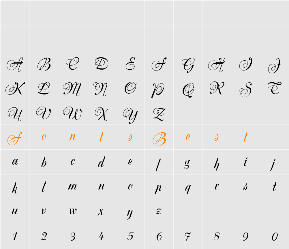 Silk Script Character Map