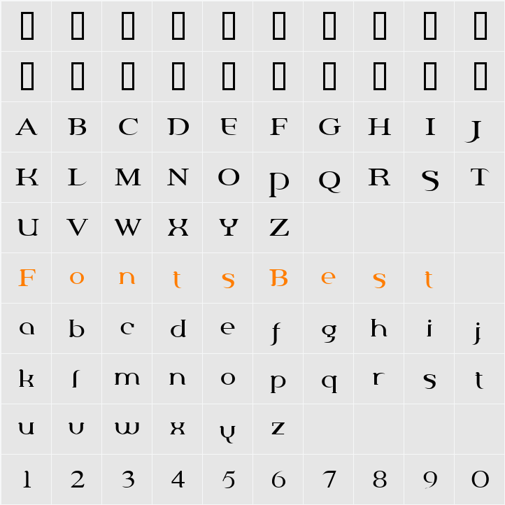 Percolator Text Cyr Character Map