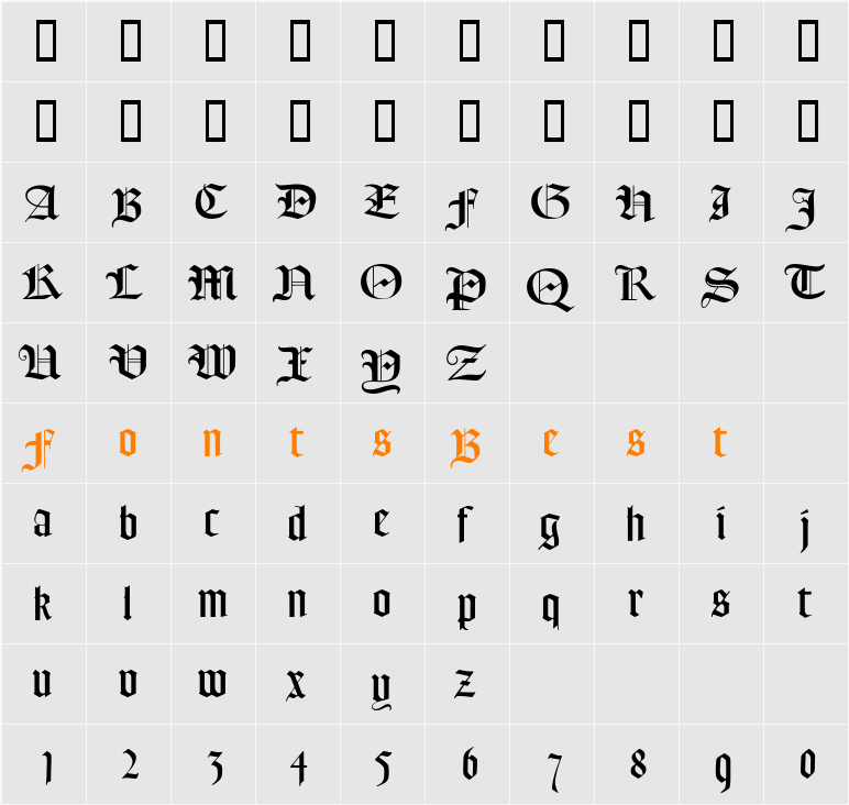 Frederick Text Character Map