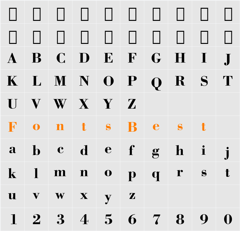 Bodoni Bd BT Character Map