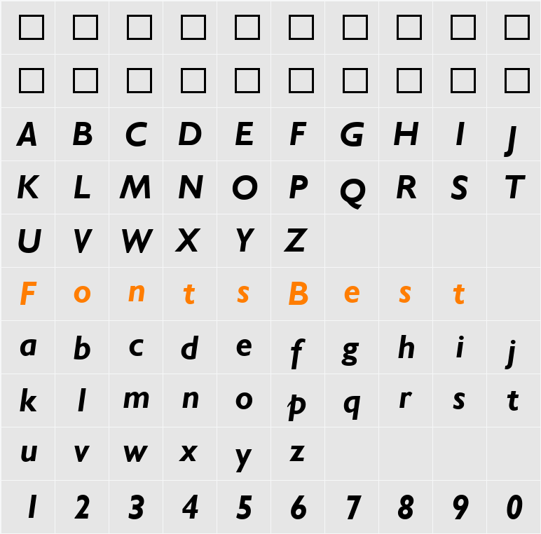 Gill Sans MT Character Map