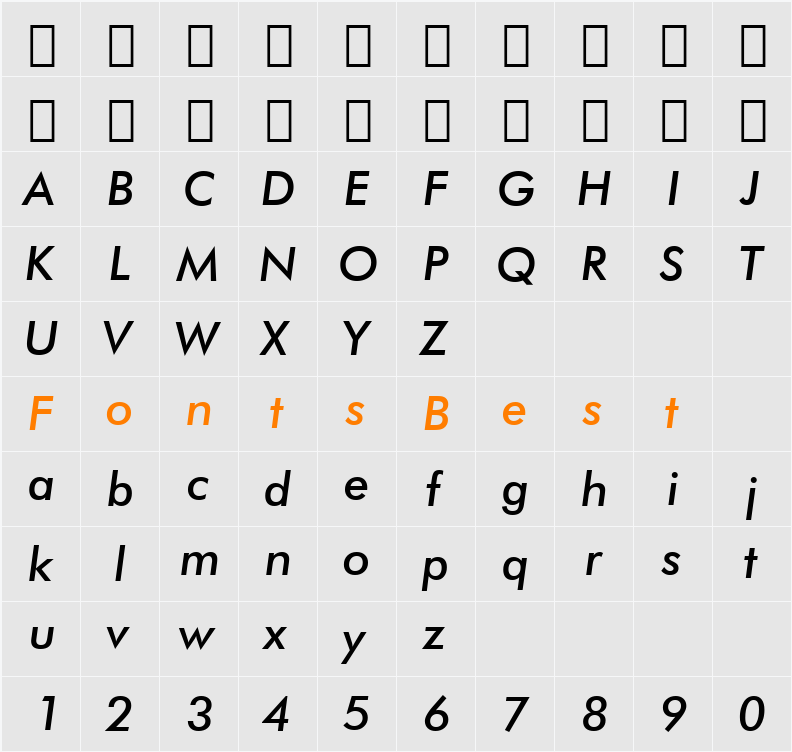 Futura Md BT Character Map
