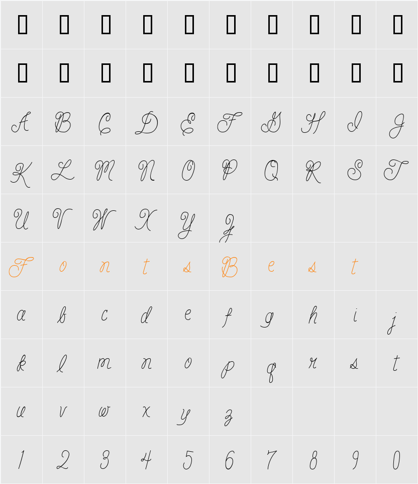 PC LoopDeLou Character Map