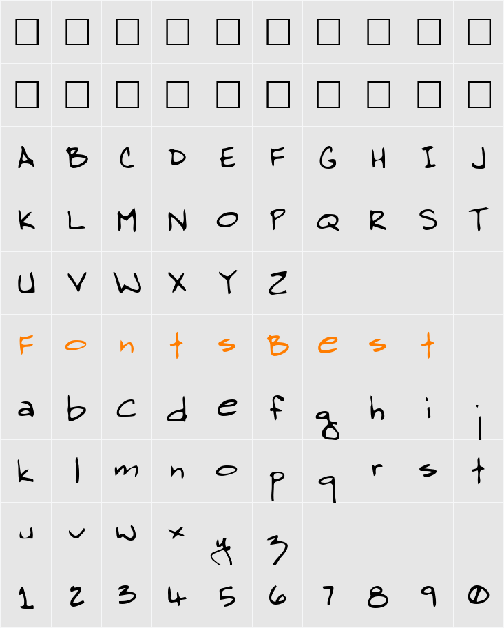 EmmettsHand Character Map