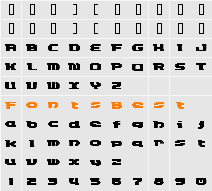 ETRocketype Character Map