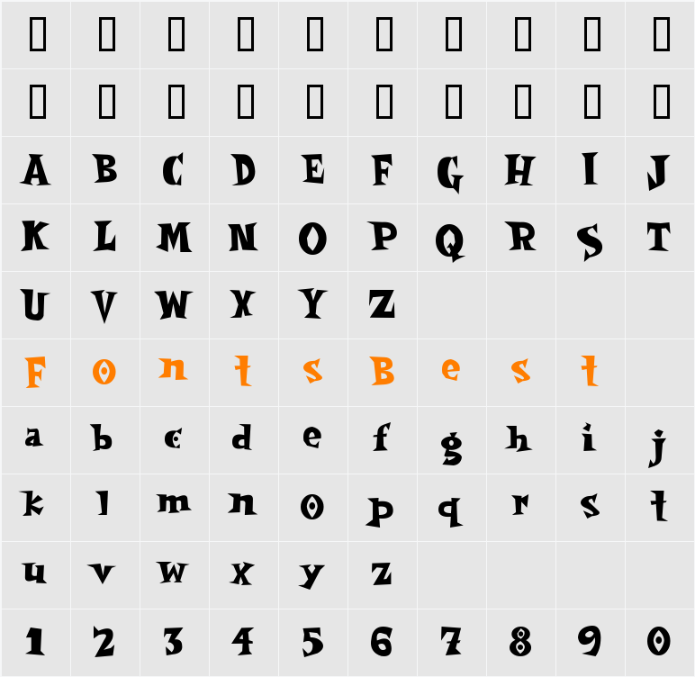 SpookyMagic Character Map