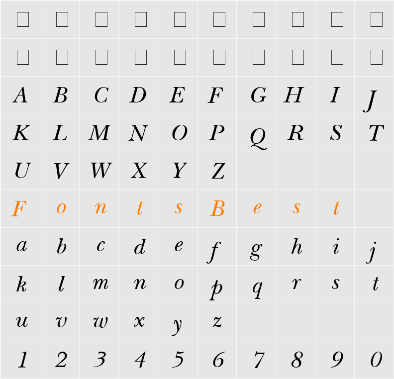 NewBaskerville Character Map