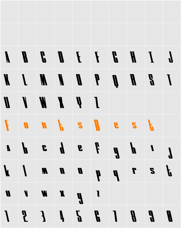 MOON Runner Leftalic Character Map