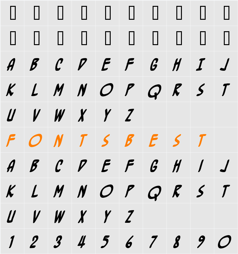 BottleRocket BB Character Map