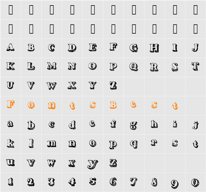 Serifadow Character Map