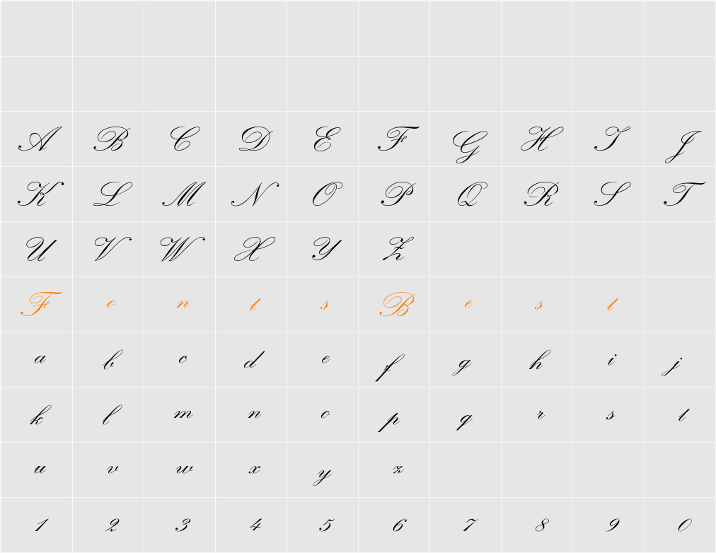 WynnerockScript-TwoBold Character Map