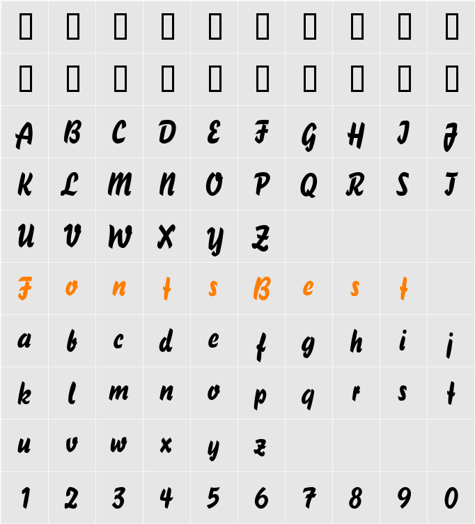 Bluff Character Map