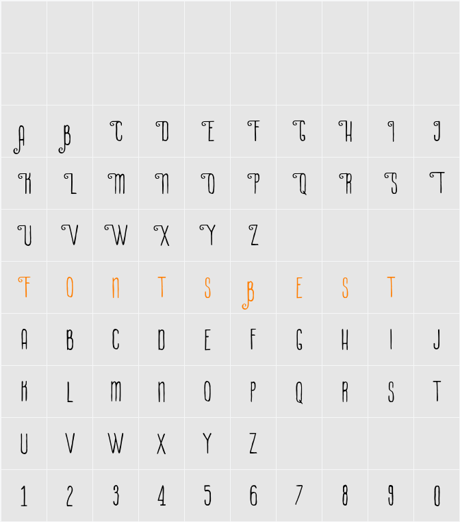 La Petitenget Character Map