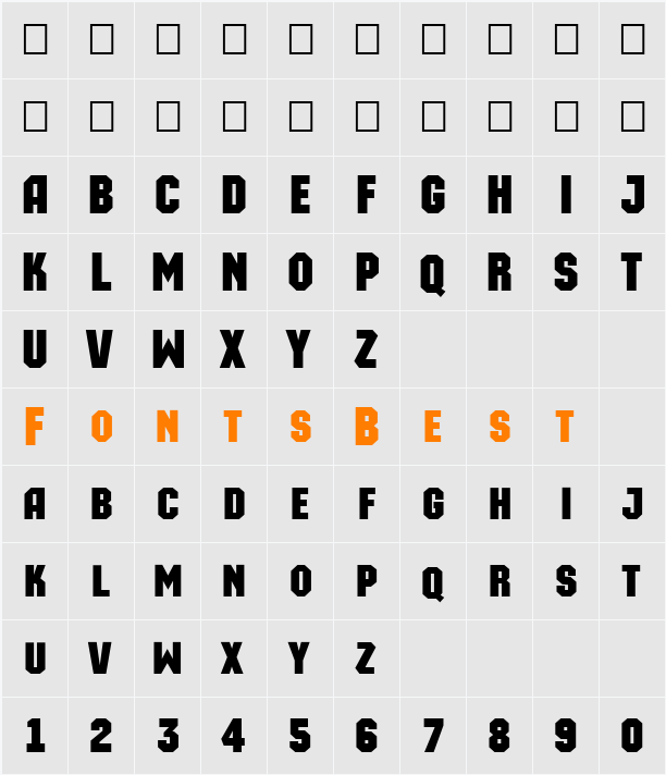 a_MachinaOrtoCaps Character Map