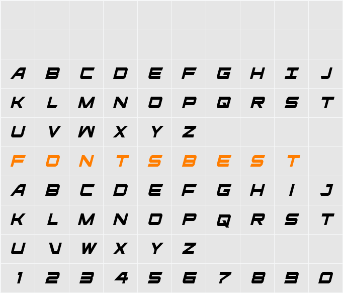 Ghost Clan Condensed Italic Character Map