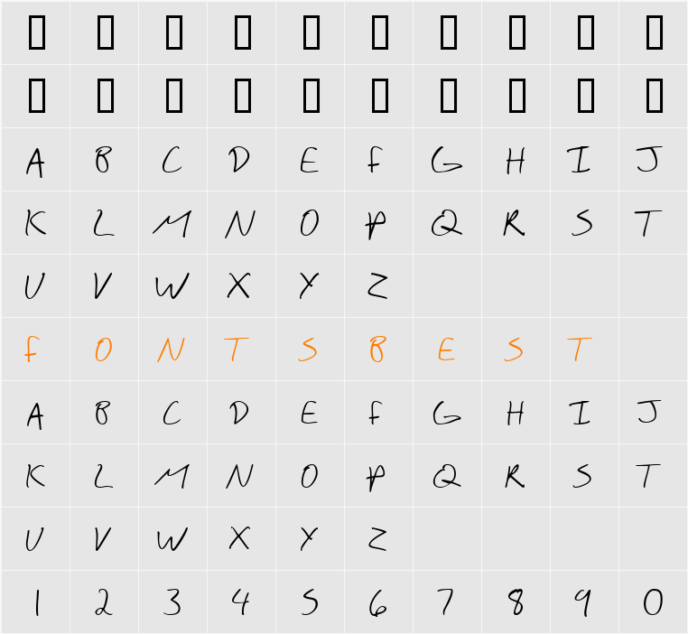 SF Scribbled Sans SC Character Map