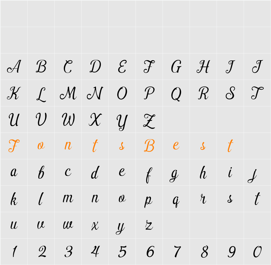 Pamega Script Character Map