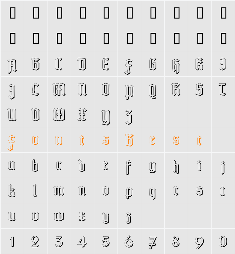 TypographerTextur Schatten Character Map