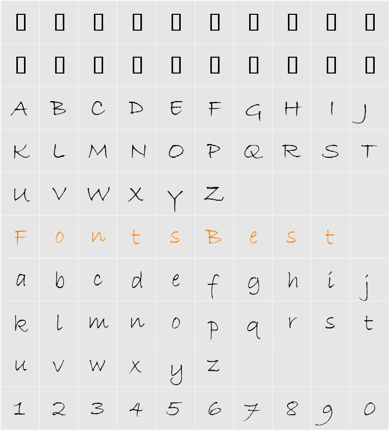 Bradley Hand ITC TT Character Map
